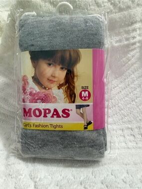 4 Girls' Fashion Tights - Gray (Size M 4-6)